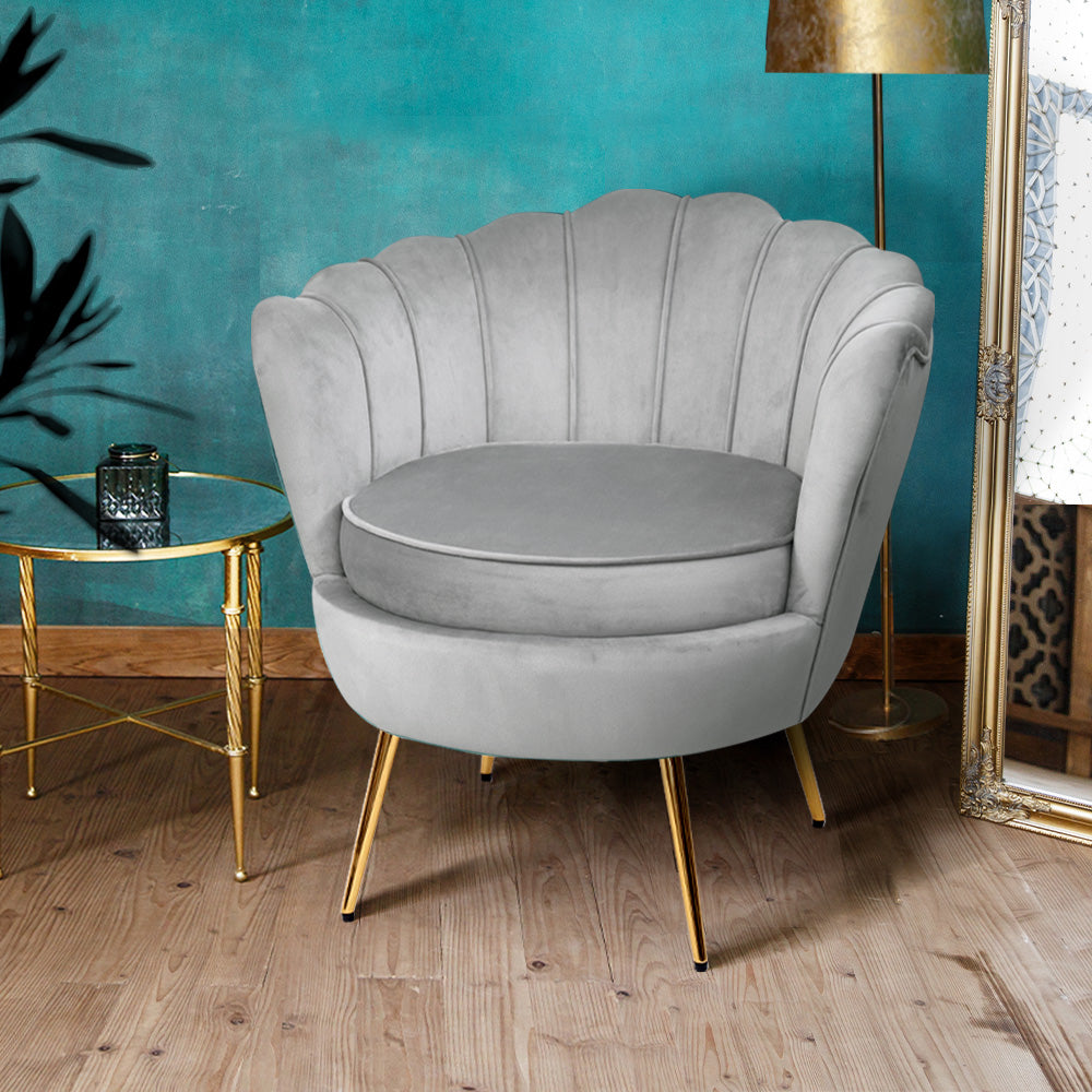 Artiss Callista Velvet Grey Armchair