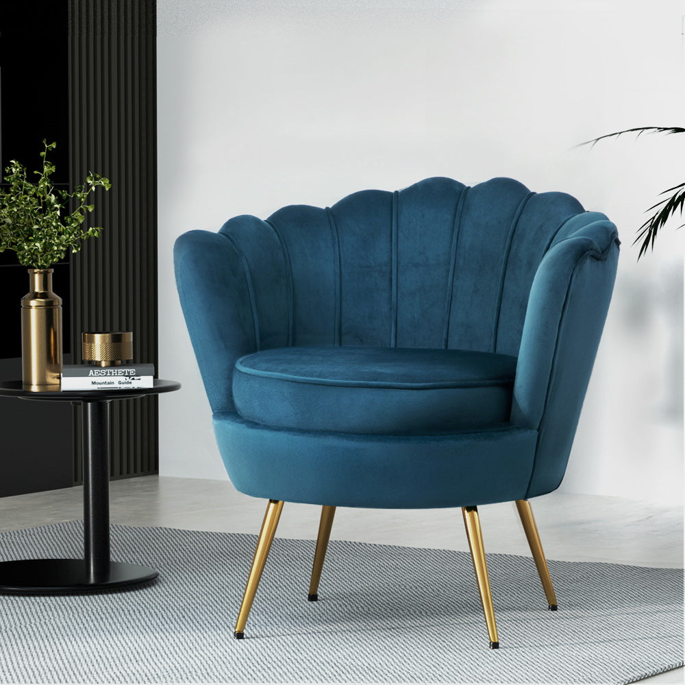 Artiss Callista Velvet Blue Armchair