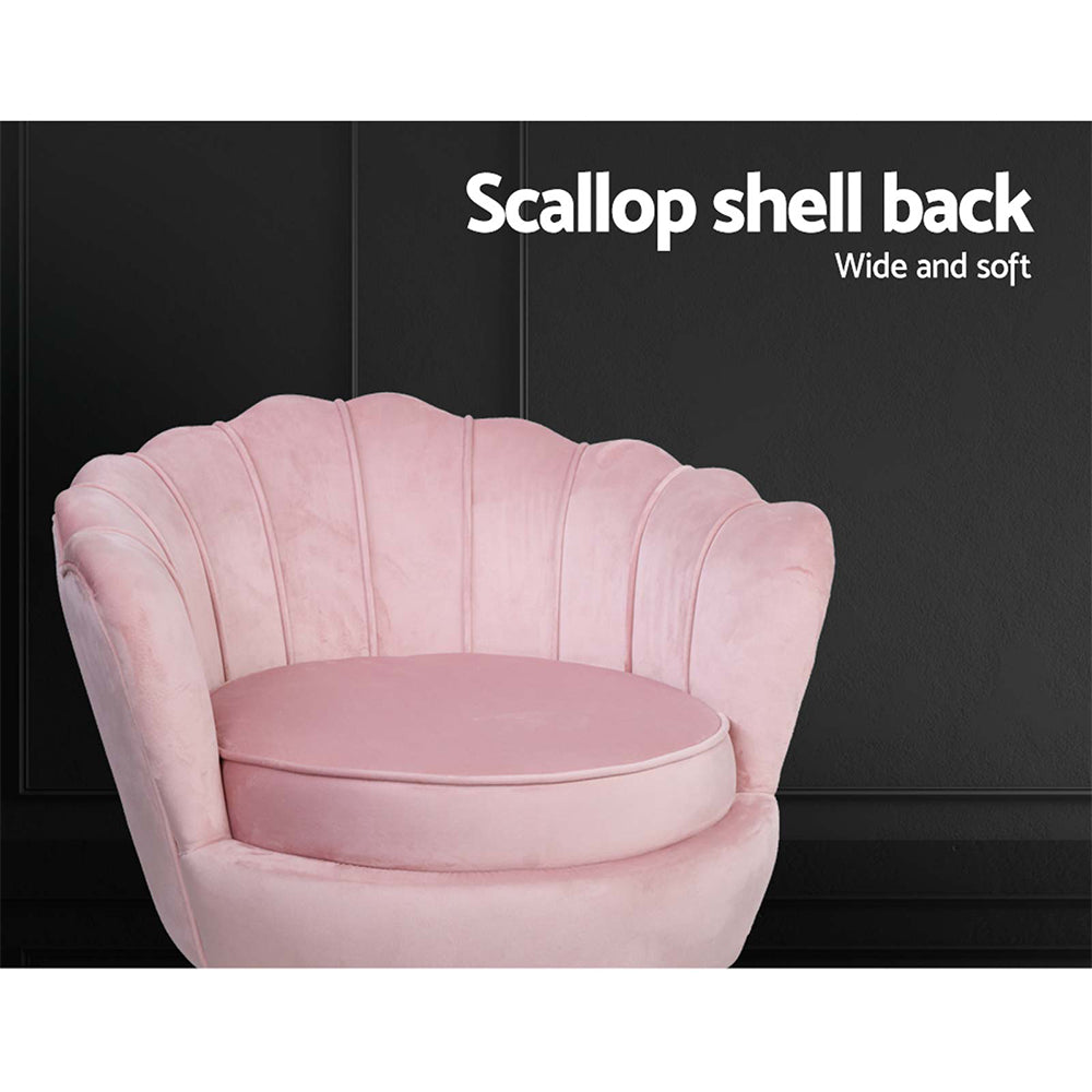 Artiss Armchair Lounge Chair Accent Armchairs Retro Single Sofa Velvet Pink - BM House & Garden