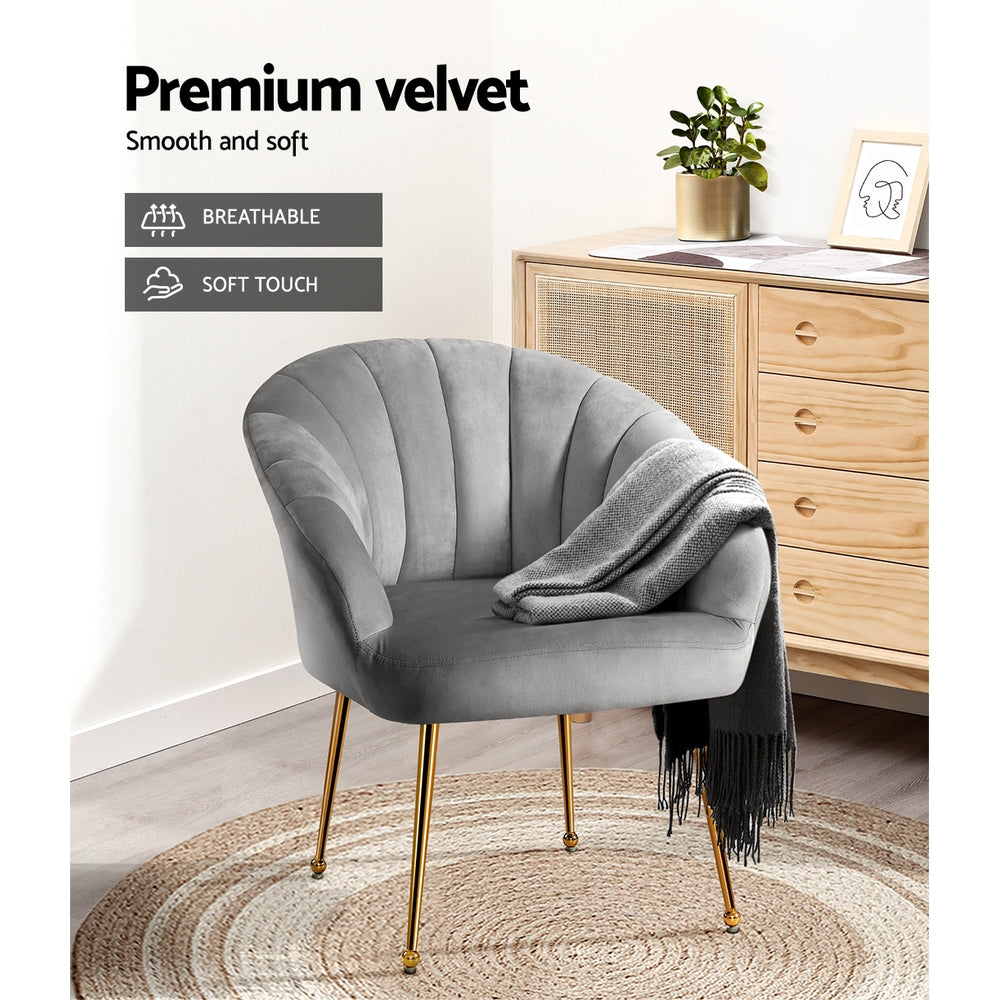 Artiss Eloise Velvet Grey Armchair