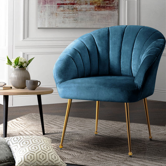 Artiss Eloise Velvet Blue Armchair
