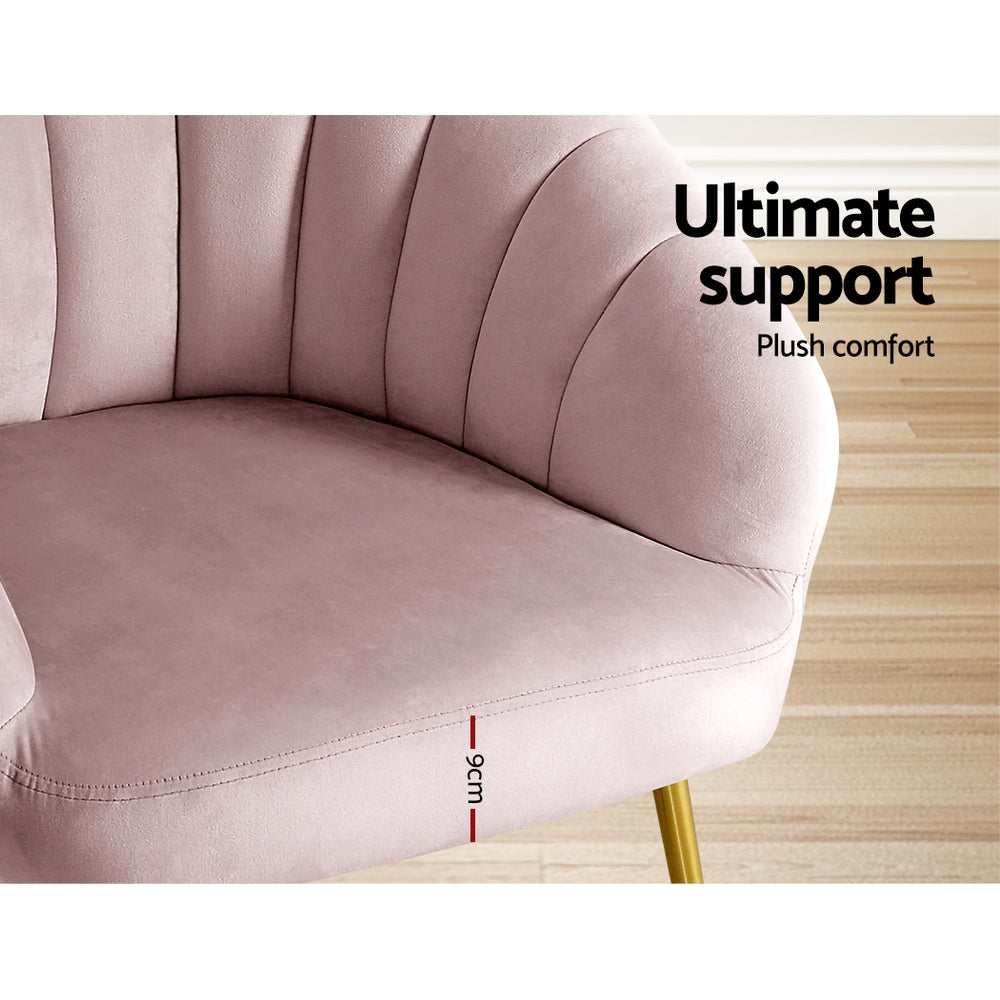 Artiss Eloise Velvet Pink Armchair