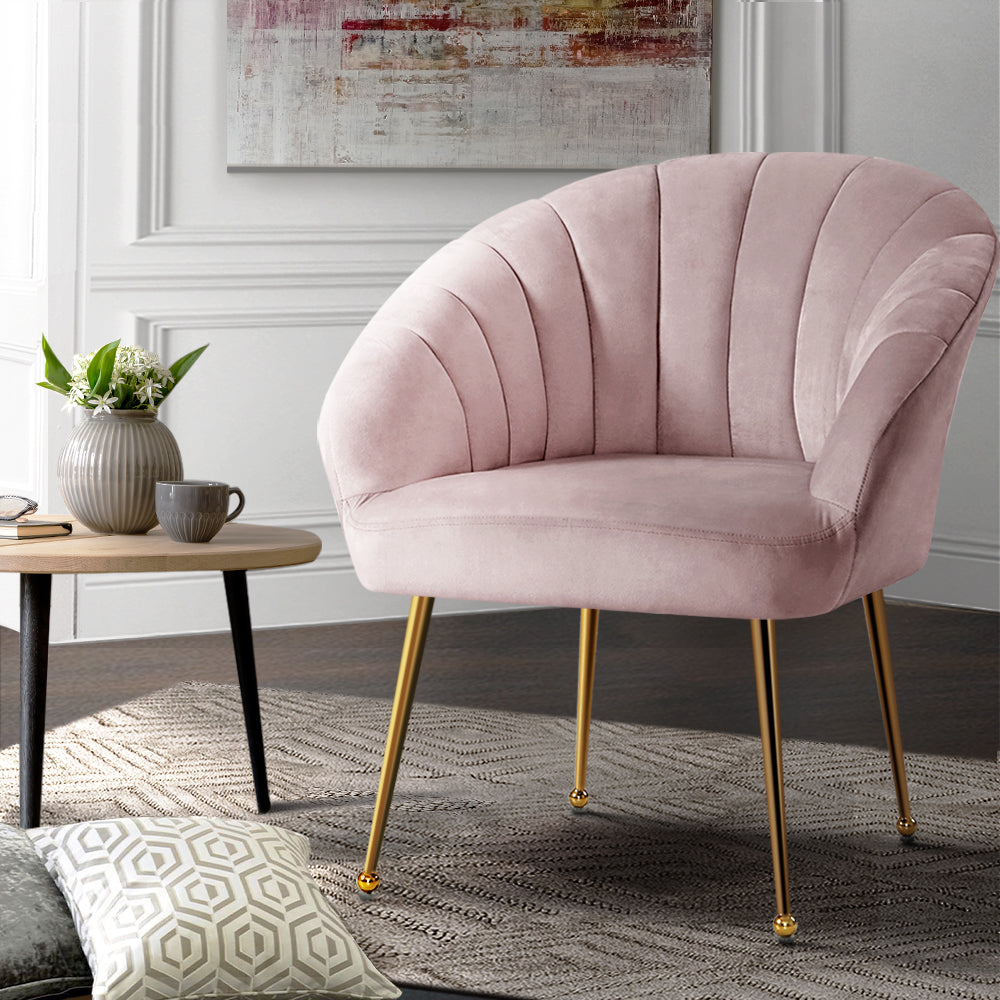 Artiss Eloise Velvet Pink Armchair