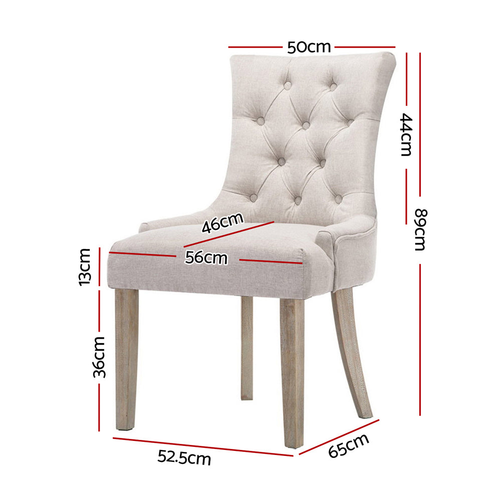 Artiss Cayes Set of 2 Beige French Provincial Dining Chair - BM House & Garden