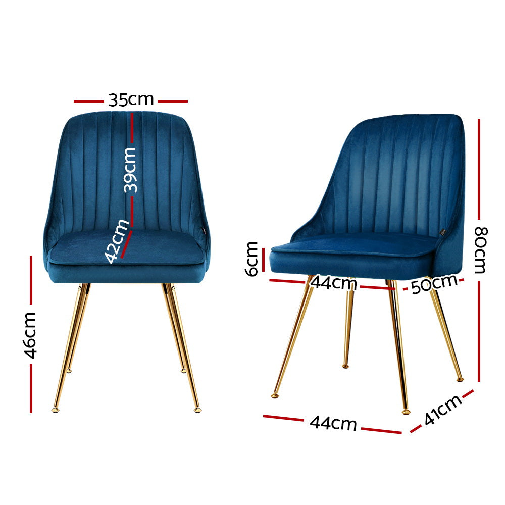 Artiss Set of 2 Blue Velvet Dining Chairs - BM House & Garden
