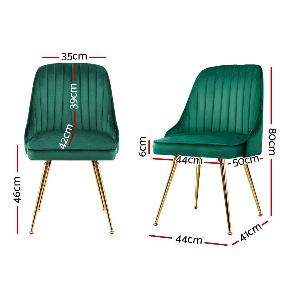 Artiss Set of 2 Green Velvet Dining Chairs - BM House & Garden