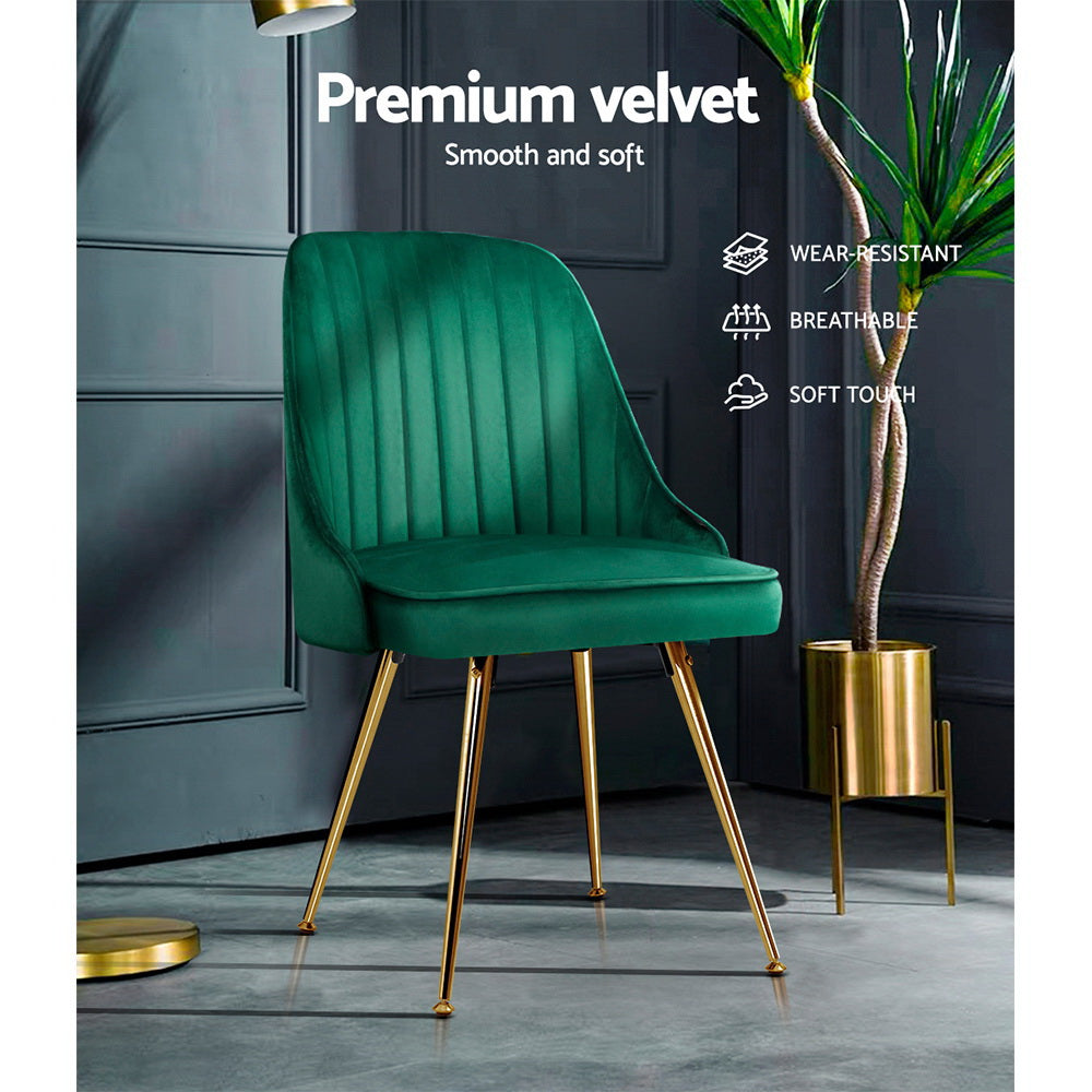Artiss Set of 2 Green Velvet Dining Chairs - BM House & Garden