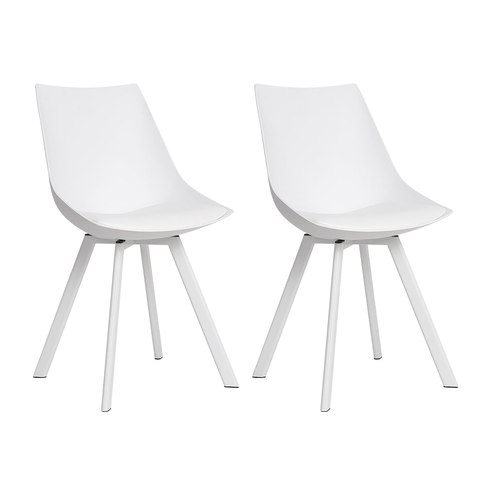 Artiss Lylette Set of 2 White PU Leather Dining Chairs - BM House & Garden