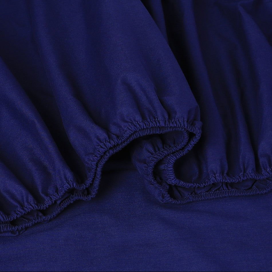 Elan Linen 100% Egyptian Cotton Vintage Washed 500TC Navy Blue Double Bed Sheets Set - BM House & Garden