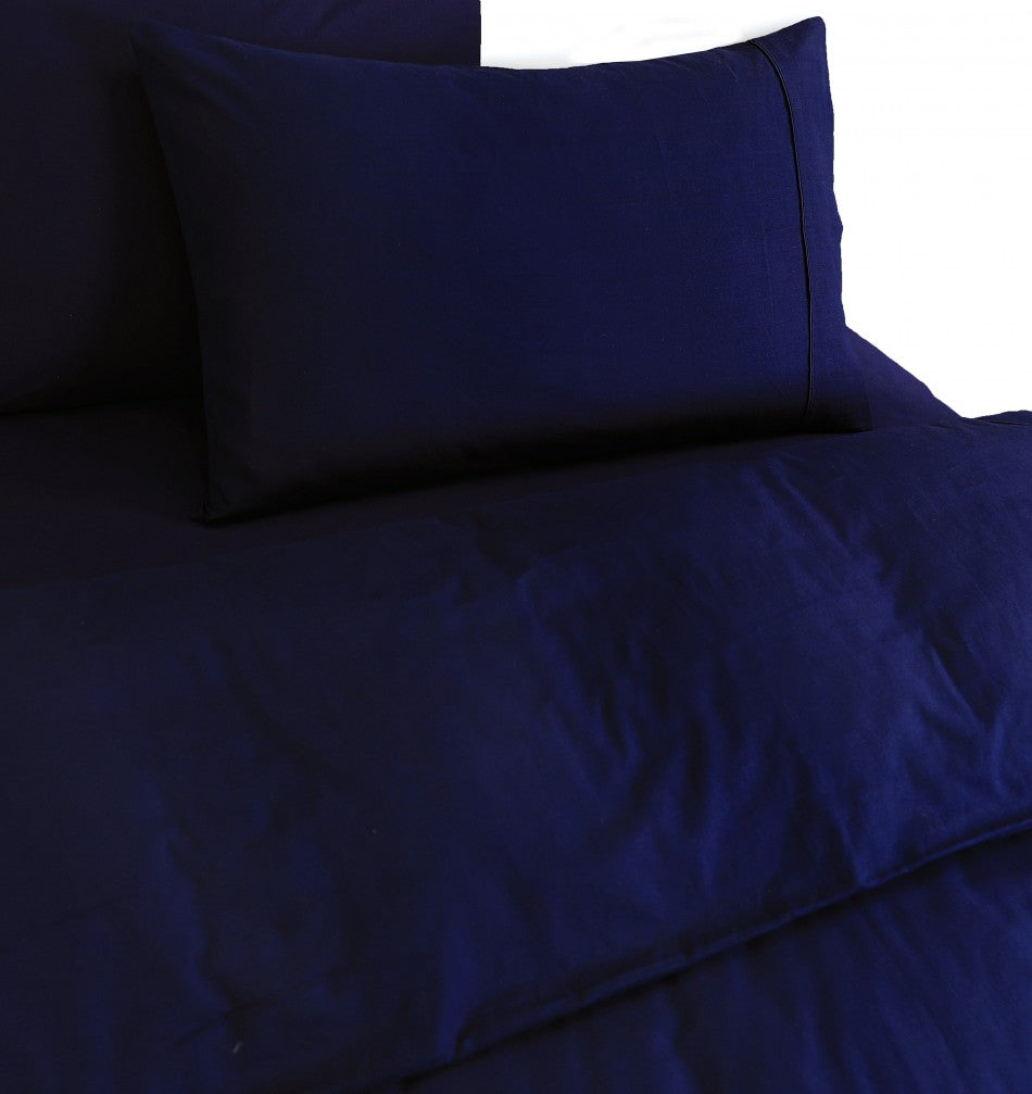Elan Linen 100% Egyptian Cotton Vintage Washed 500TC Navy Blue King Quilt Cover Set - BM House & Garden