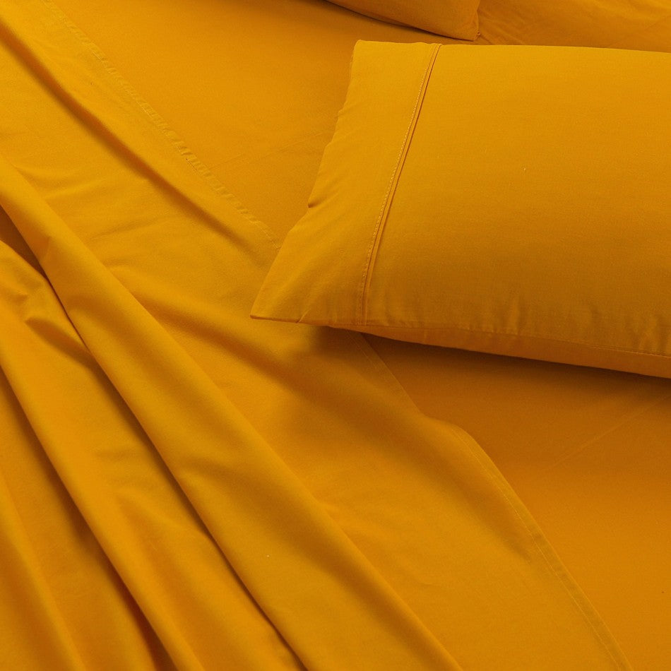 Elan Linen 100% Egyptian Cotton Vintage Washed 500TC Mustard King Single Bed Sheets Set - BM House & Garden