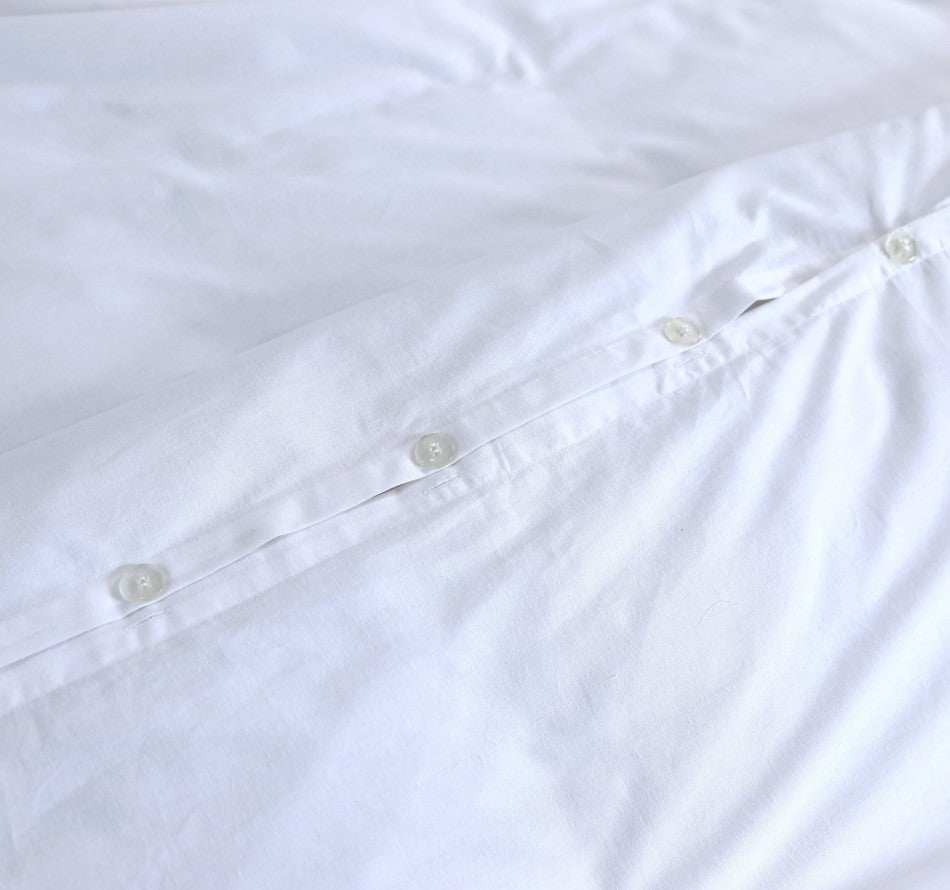 Elan Linen 100% Egyptian Cotton Vintage Washed 500TC White Super King Quilt Cover Set - BM House & Garden