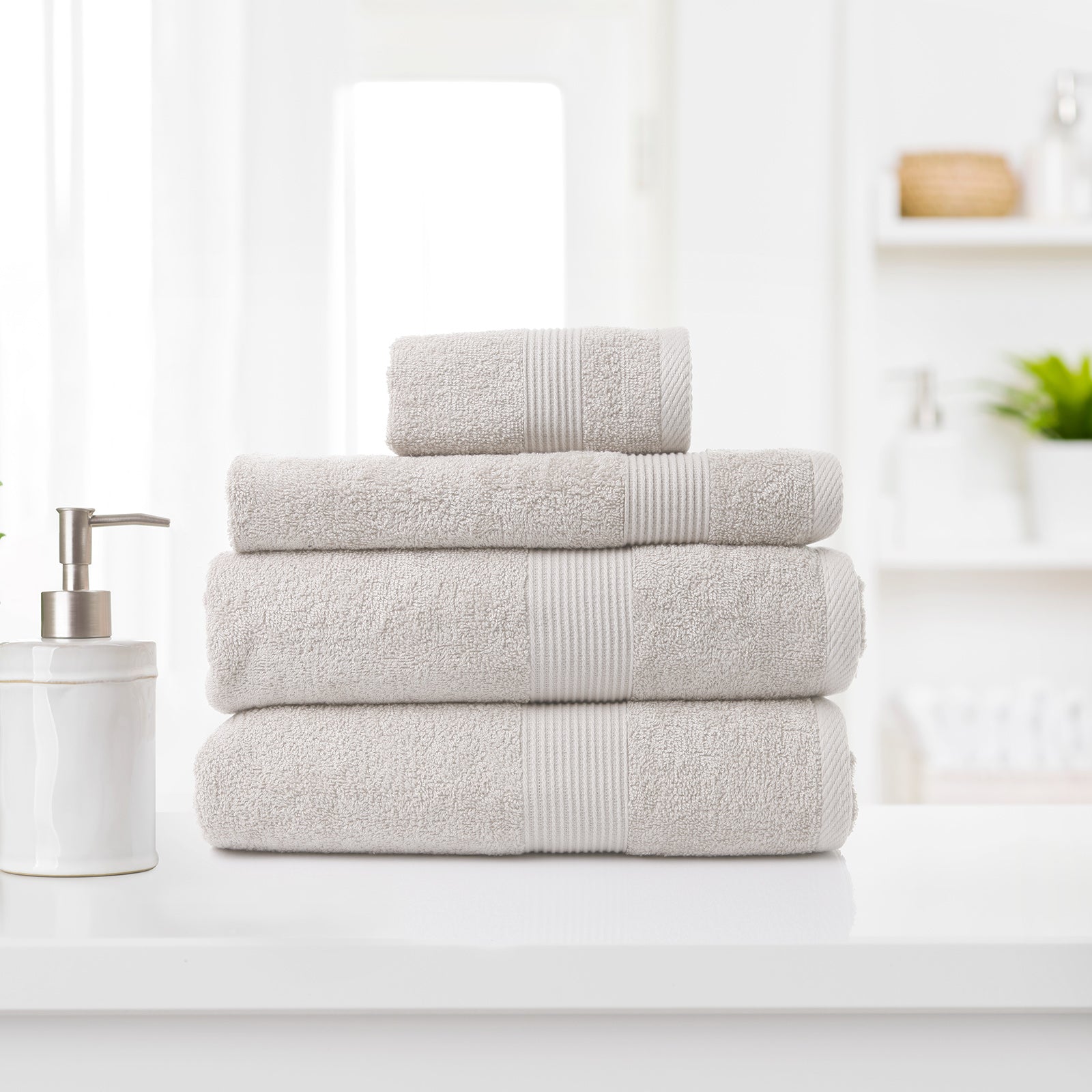 Royal Comfort 4 Piece Cotton Bamboo Towel Set 450GSM Luxurious Absorbent Plush - Sea Holly - BM House & Garden
