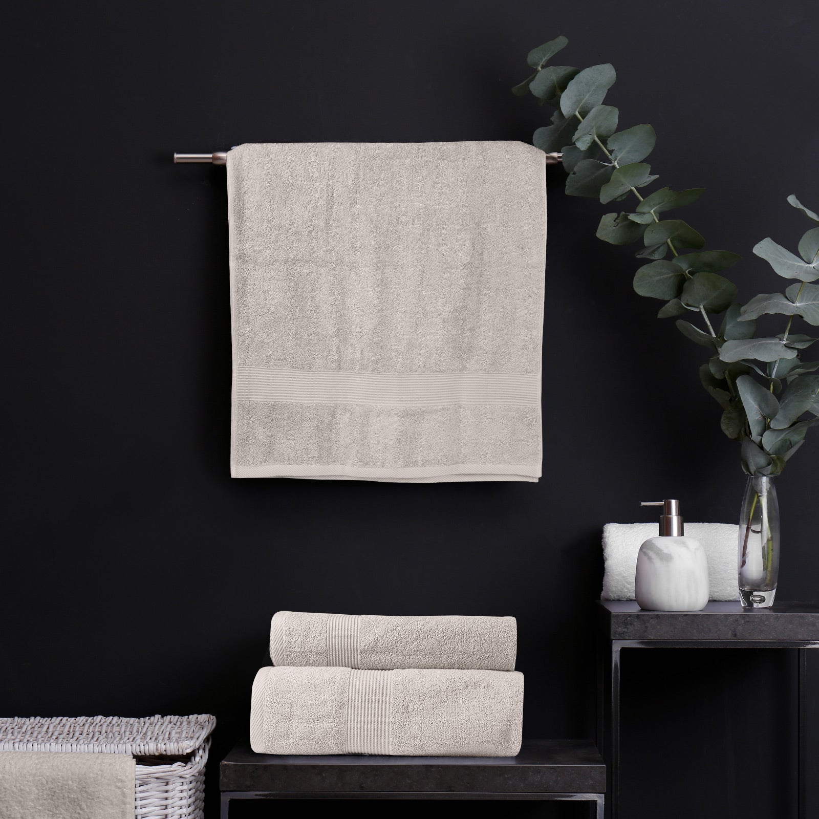 Royal Comfort 4 Piece Cotton Bamboo Towel Set 450GSM Luxurious Absorbent Plush - Sea Holly - BM House & Garden