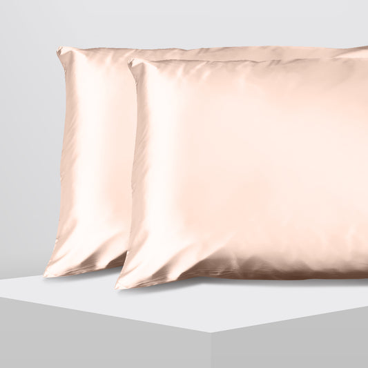 Casa Decor Luxury Satin Pillowcase Twin Pack Size With Gift Box Luxury - Champagne Pink - BM House & Garden