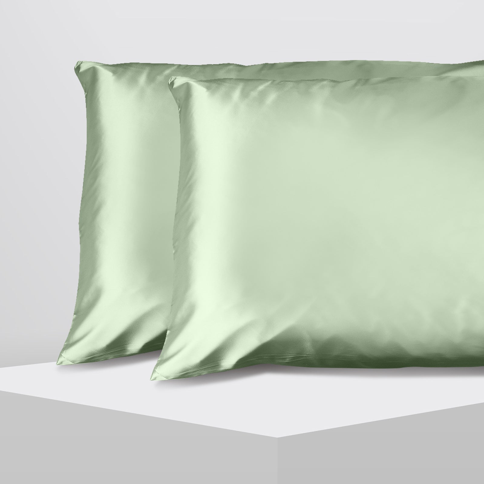 Casa Decor Luxury Satin Pillowcase Twin Pack Size With Gift Box Luxury - Sage Green - BM House & Garden