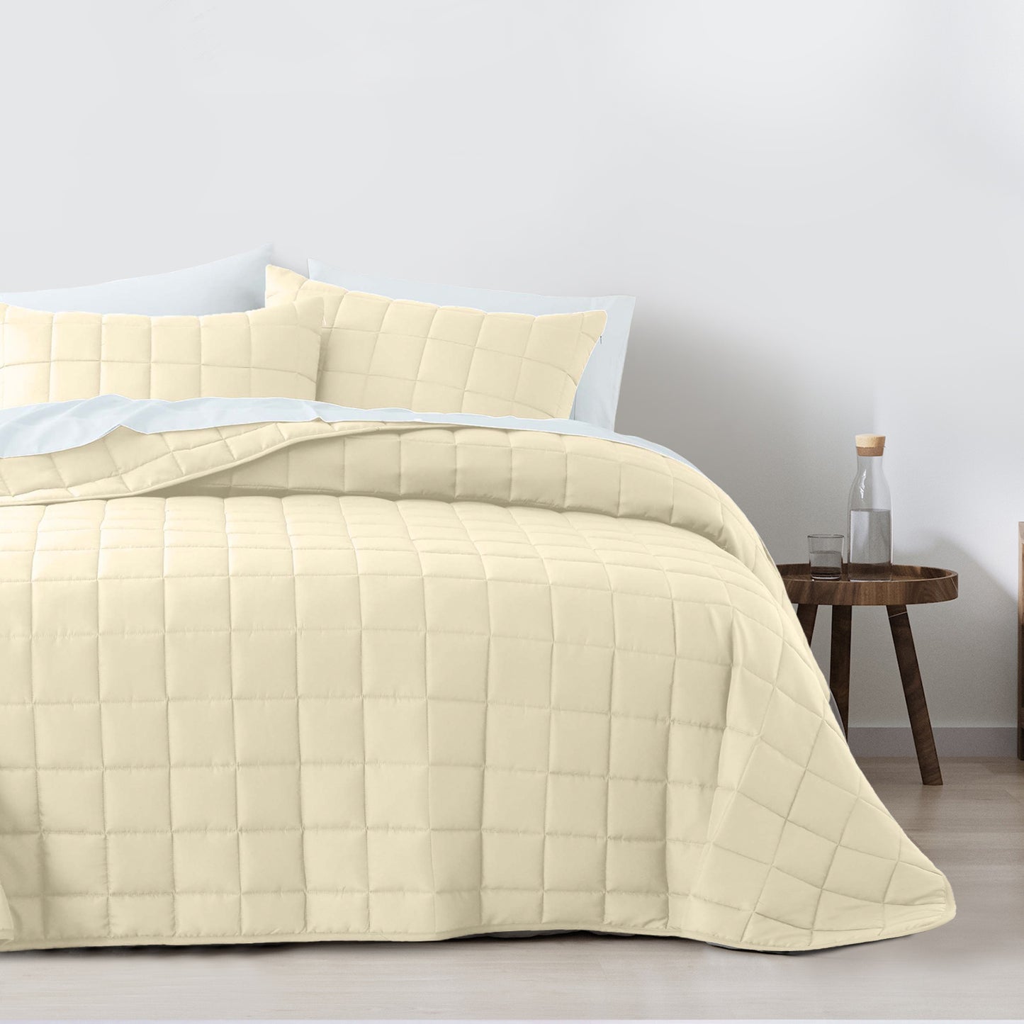 Royal Comfort Coverlet Set Bedspread Soft Touch Easy Care Breathable 3 Piece Set - Queen - Beige - BM House & Garden