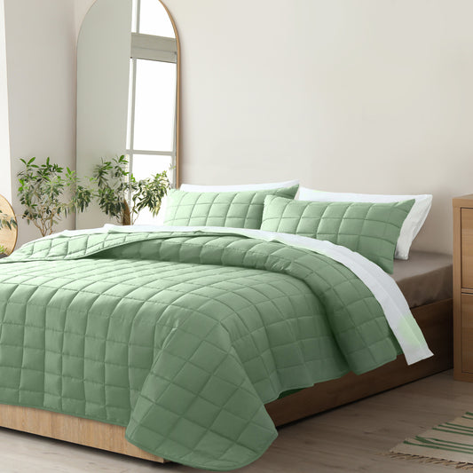Royal Comfort Coverlet Set Bedspread Soft Touch Easy Care Breathable 3 Piece Set - King - Sage - BM House & Garden