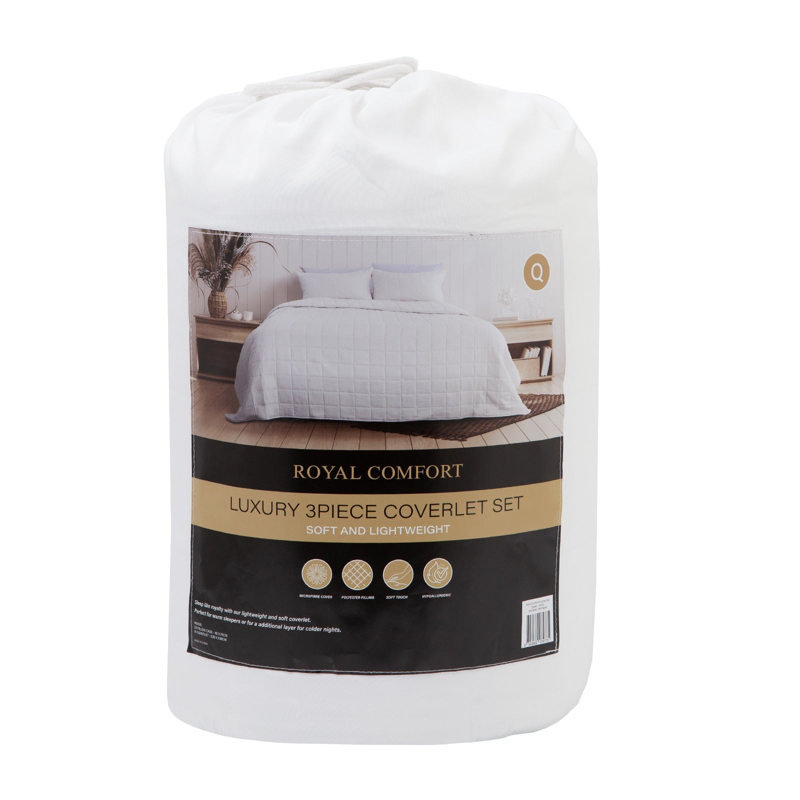 Royal Comfort Coverlet Set Bedspread Soft Touch Easy Care Breathable 3 Piece Set - Queen - White - BM House & Garden
