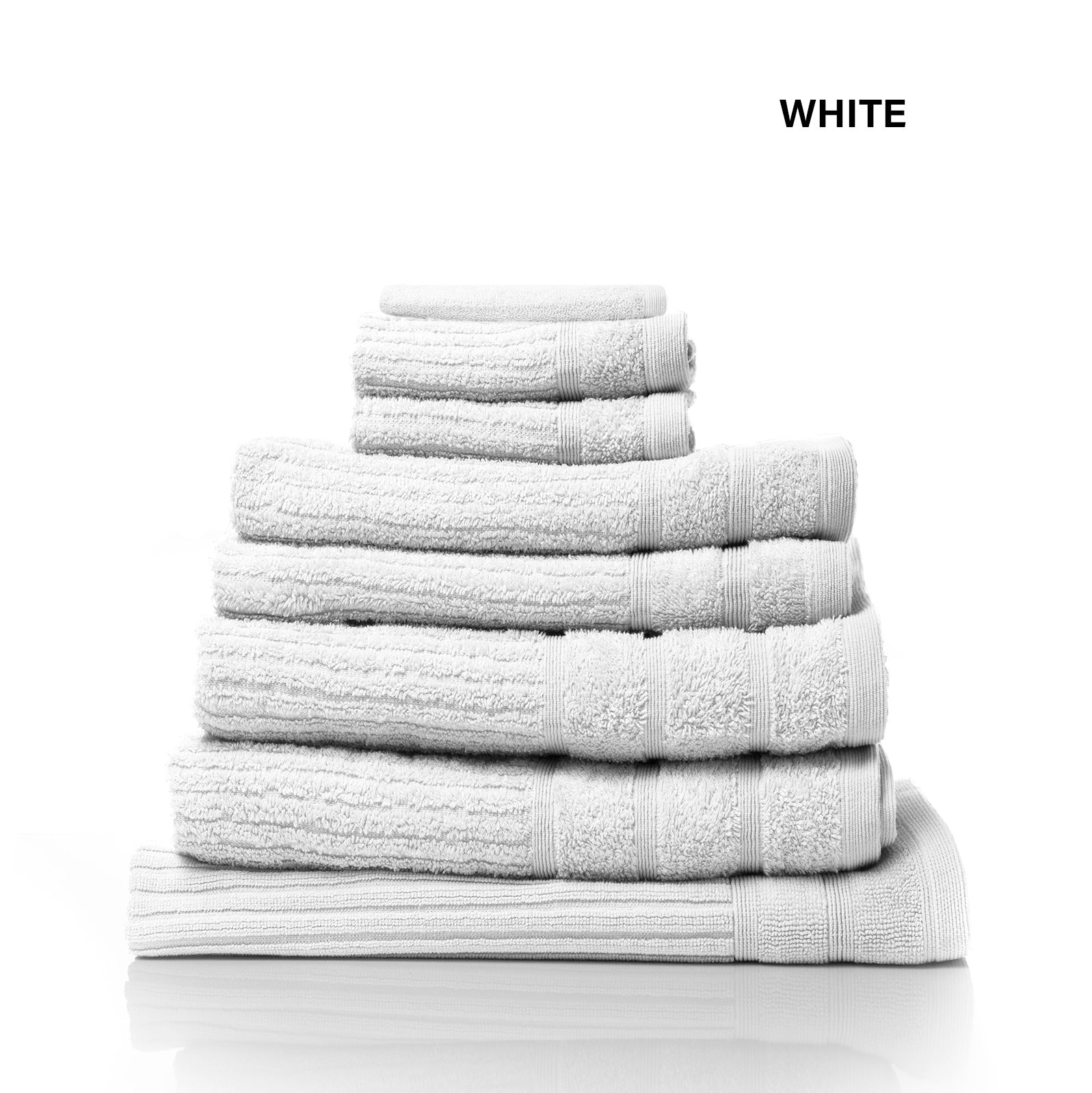 Royal Comfort Eden Egyptian Cotton 600GSM 8 Piece Luxury Bath Towels Set - White - BM House & Garden