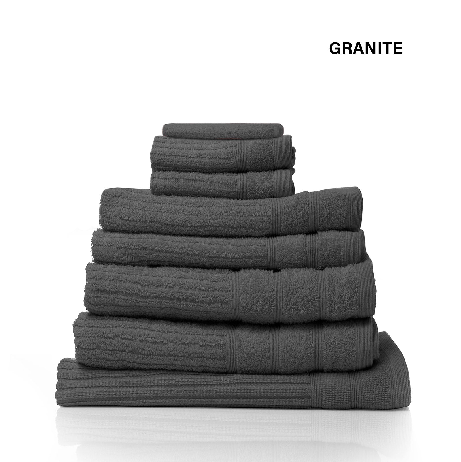 Royal Comfort Eden Egyptian Cotton 600GSM 8 Piece Luxury Bath Towels Set - Granite - BM House & Garden
