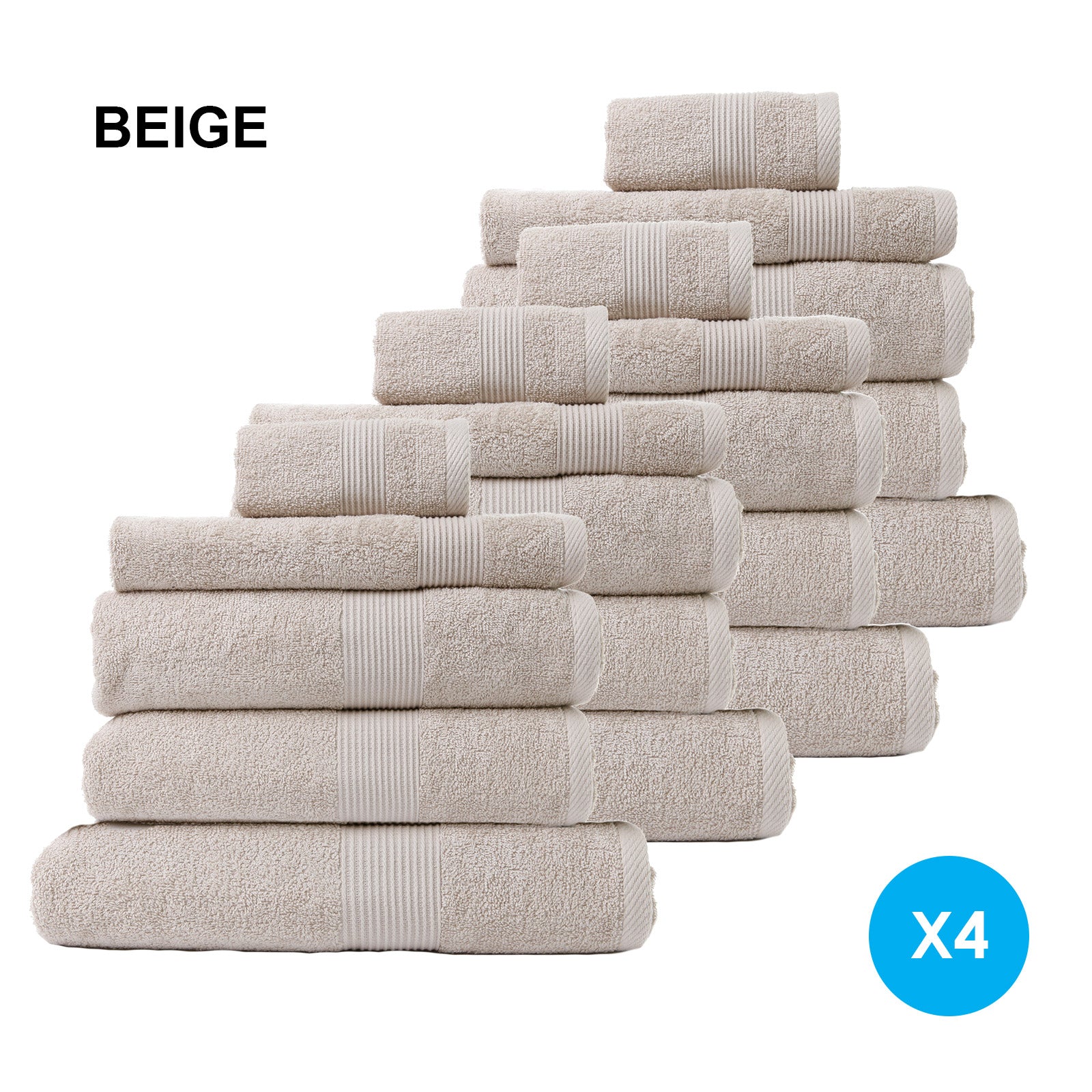 Royal Comfort 20 Piece Cotton Bamboo Towel Bundle Set 450GSM Luxurious Absorbent - Beige - BM House & Garden