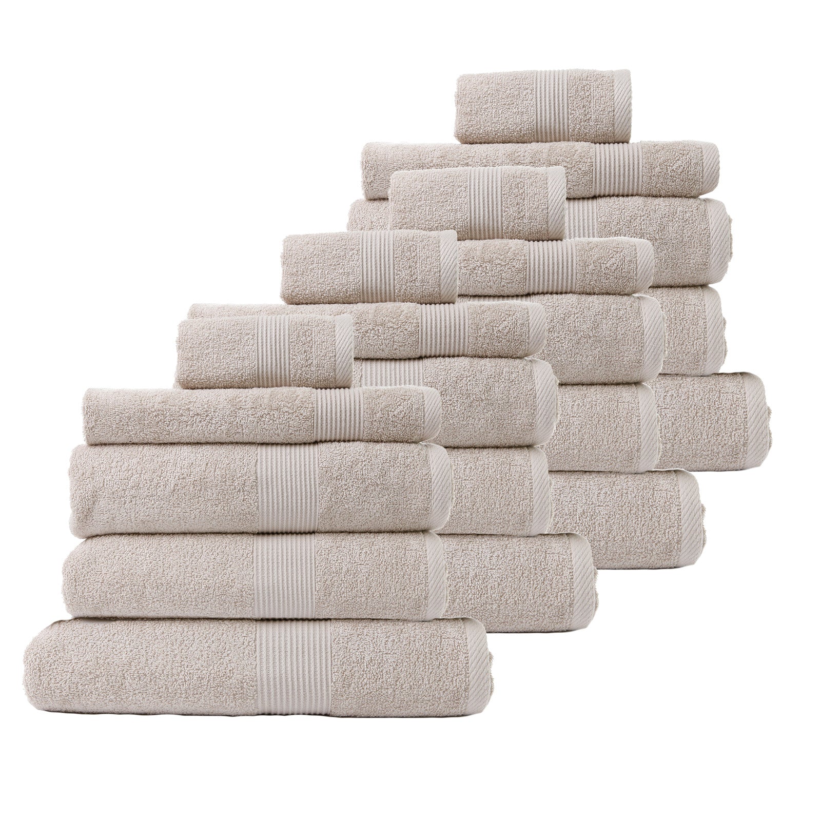 Royal Comfort 20 Piece Cotton Bamboo Towel Bundle Set 450GSM Luxurious Absorbent - Beige - BM House & Garden