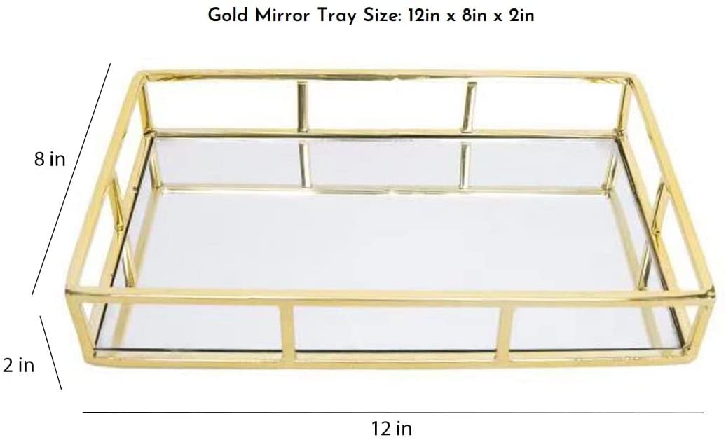 Tray Gold Mirror Decorative for Storage Jewelry and Makeup accessories - BM House & Garden