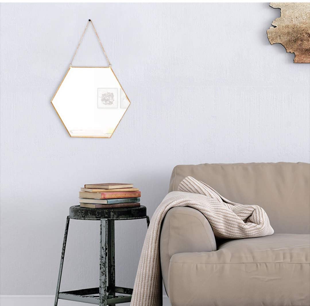 Hexagon Hanging Wall Mirror Decor (Gold Color) - BM House & Garden