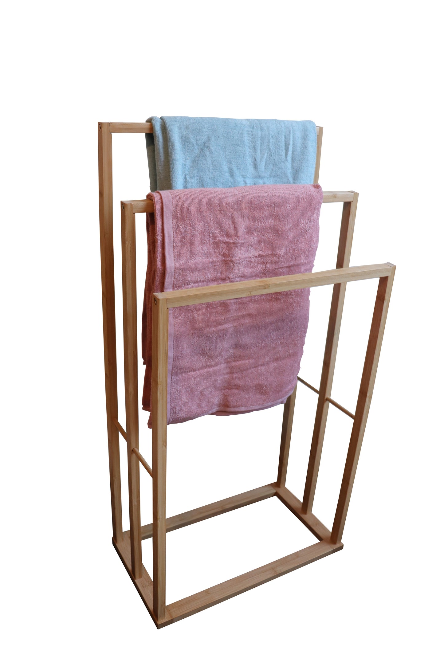 Bamboo Towel Bar Holder Rack 3-Tier Freestanding for Bathroom and Bedroom - BM House & Garden