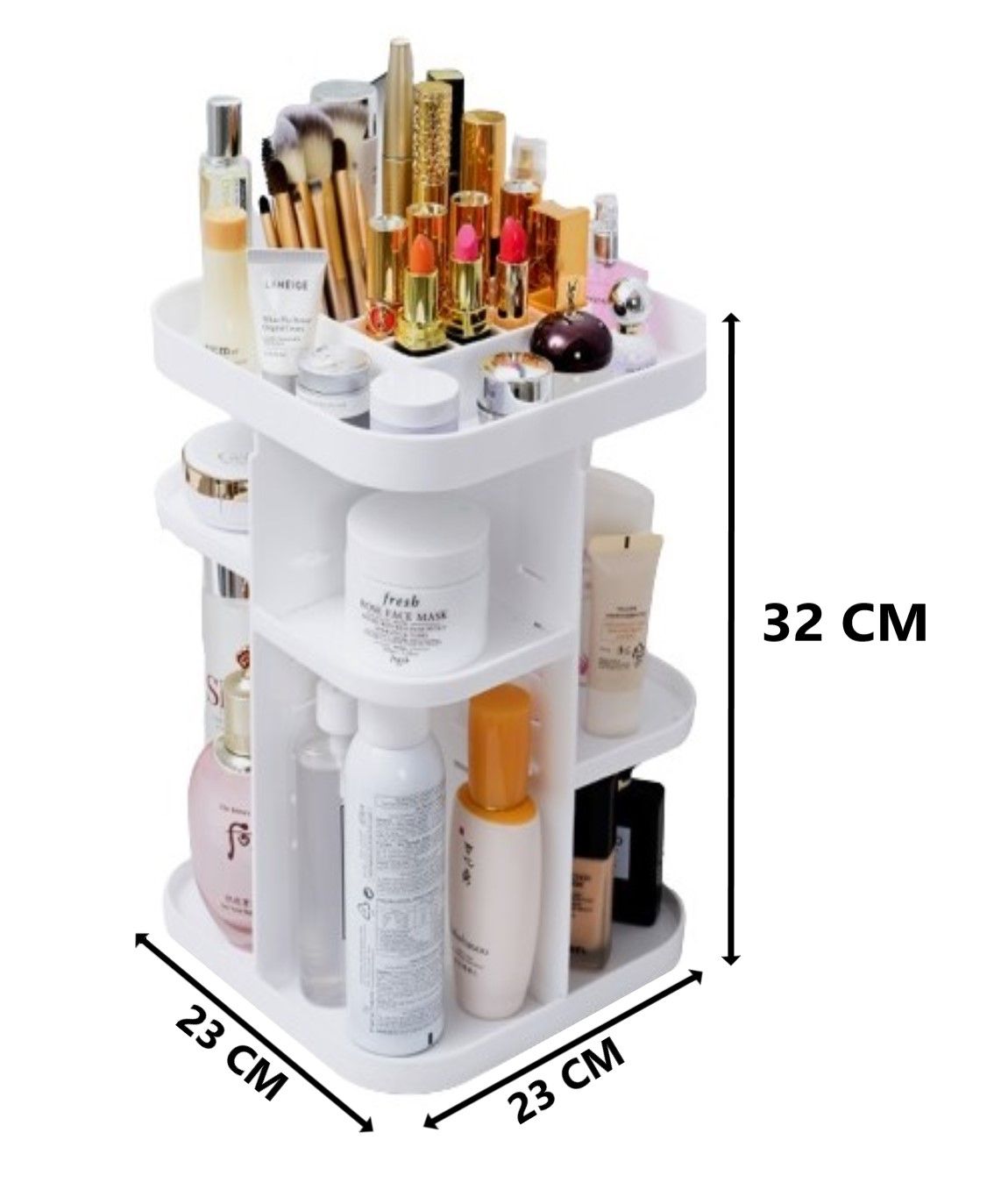 White 360 Rotating Large Capacity Makeup Organizer - BM House & Garden