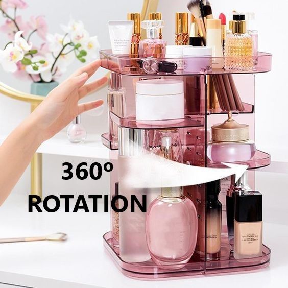 Pink 360 Rotating Large Capacity Makeup Organizer - BM House & Garden