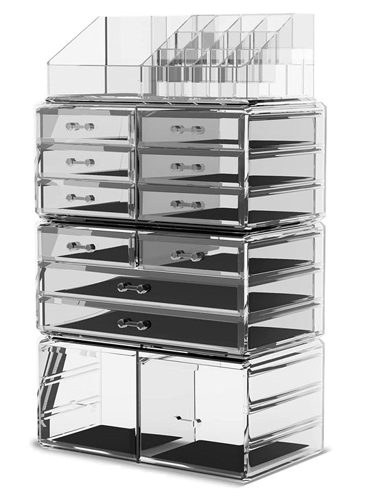 Clear Makeup Cosmetic Organizer Storage with 12 Drawers - BM House & Garden