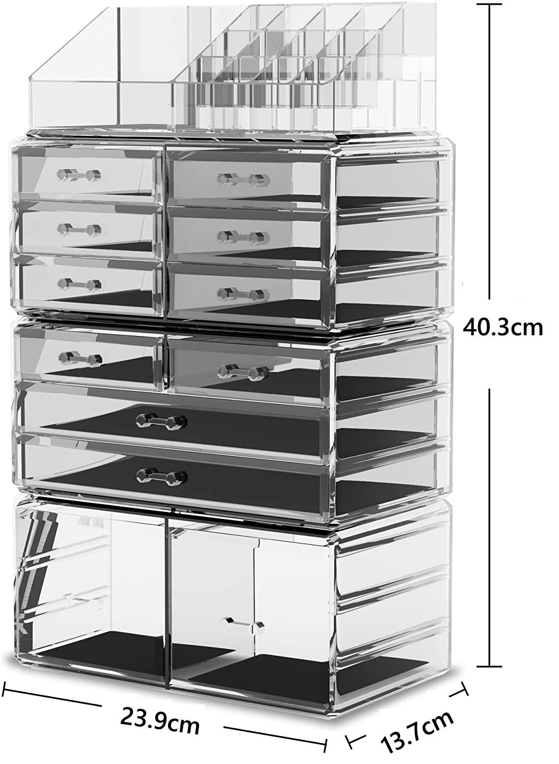 Clear Makeup Cosmetic Organizer Storage with 12 Drawers - BM House & Garden
