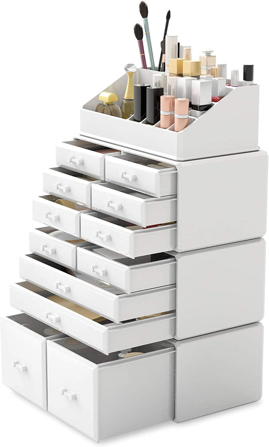 White Makeup Cosmetic Organizer Storage with 12 Drawers - BM House & Garden