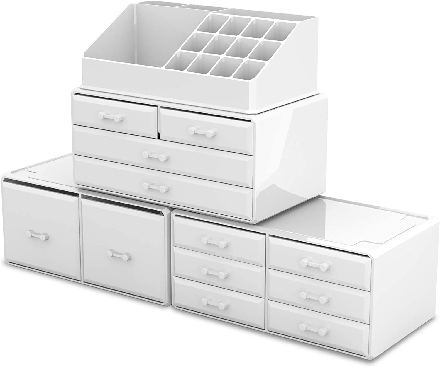 White Makeup Cosmetic Organizer Storage with 12 Drawers - BM House & Garden