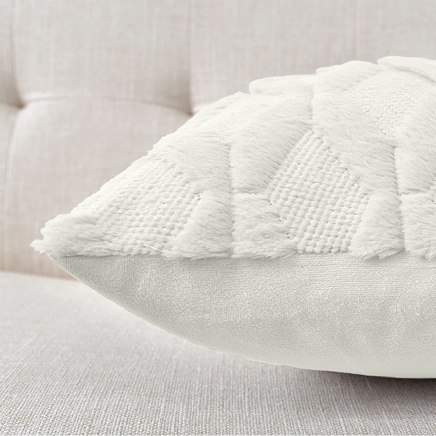 2 Pack Decorative Boho Throw Pillow Covers 45 x 45 cm (White) - BM House & Garden