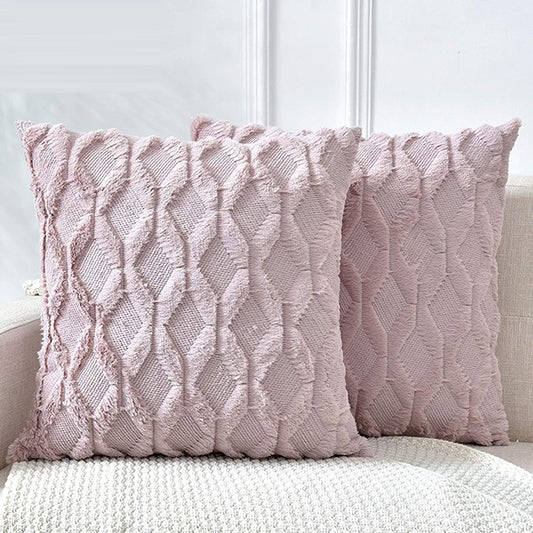 2 Pack Decorative Boho Throw Pillow Covers 45 x 45 cm (Pink) - BM House & Garden