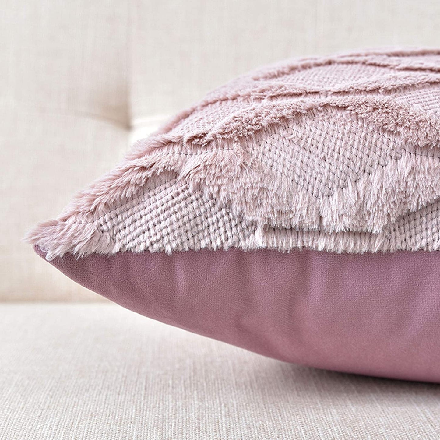 2 Pack Decorative Boho Throw Pillow Covers 45 x 45 cm (Pink) - BM House & Garden