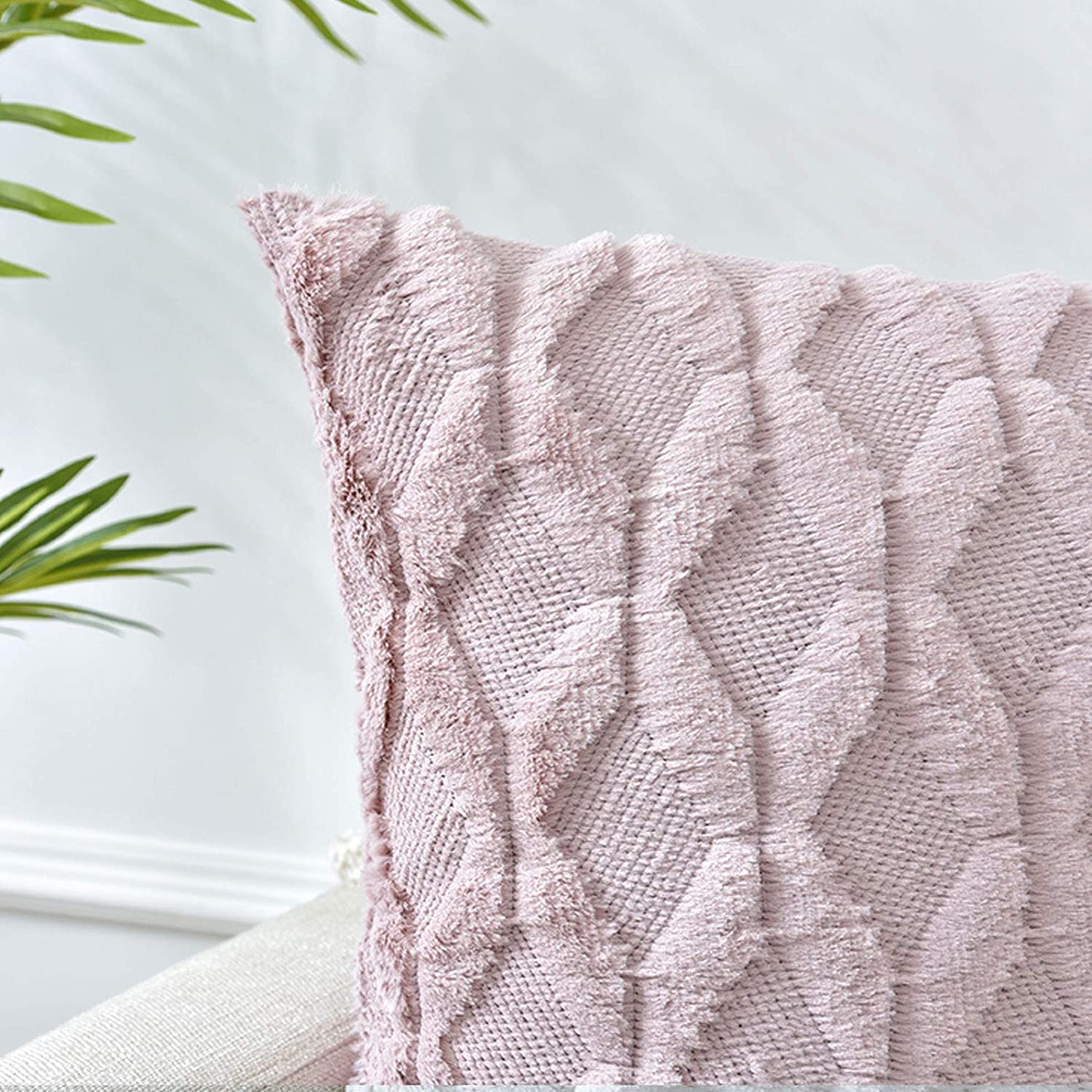 2 Pack Decorative Boho Throw Pillow Covers 45 x 45 cm (Pink) - BM House & Garden