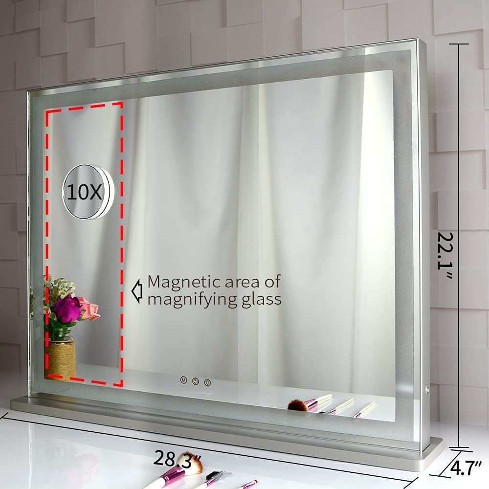Hollywood LED Makeup Mirror with Smart Touch Control and 3 Colors Dimmable Light (72 x 56 cm) - BM House & Garden