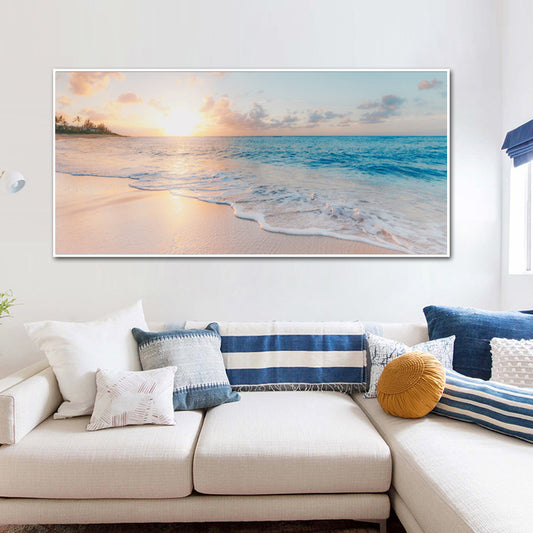 50cmx100cm Ocean and Beach White Frame Canvas - BM House & Garden