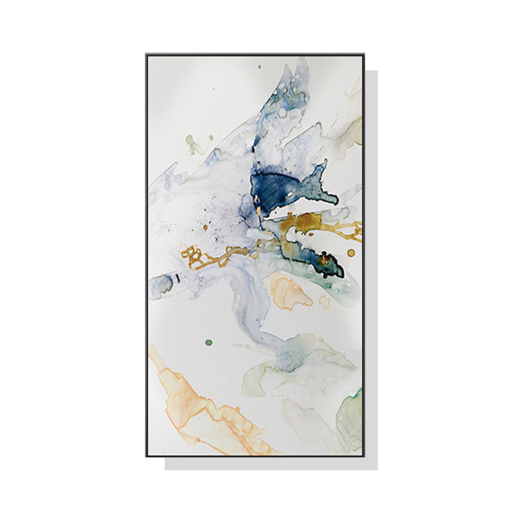 60cmx120cm Abstract Watercolour Style Black Frame Canvas Wall Art - BM House & Garden