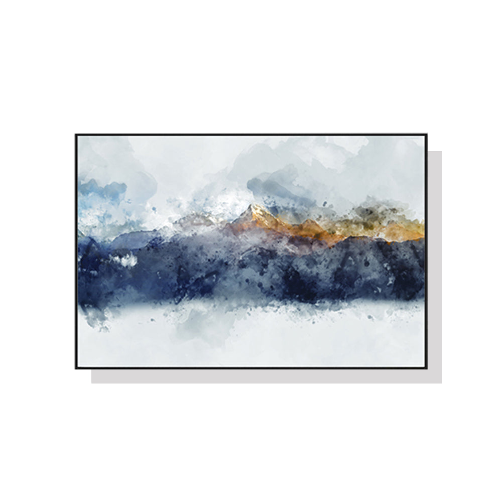 50cmx70cm Abstract Sunlight Mountains Black Frame Canvas Wall Art - BM House & Garden