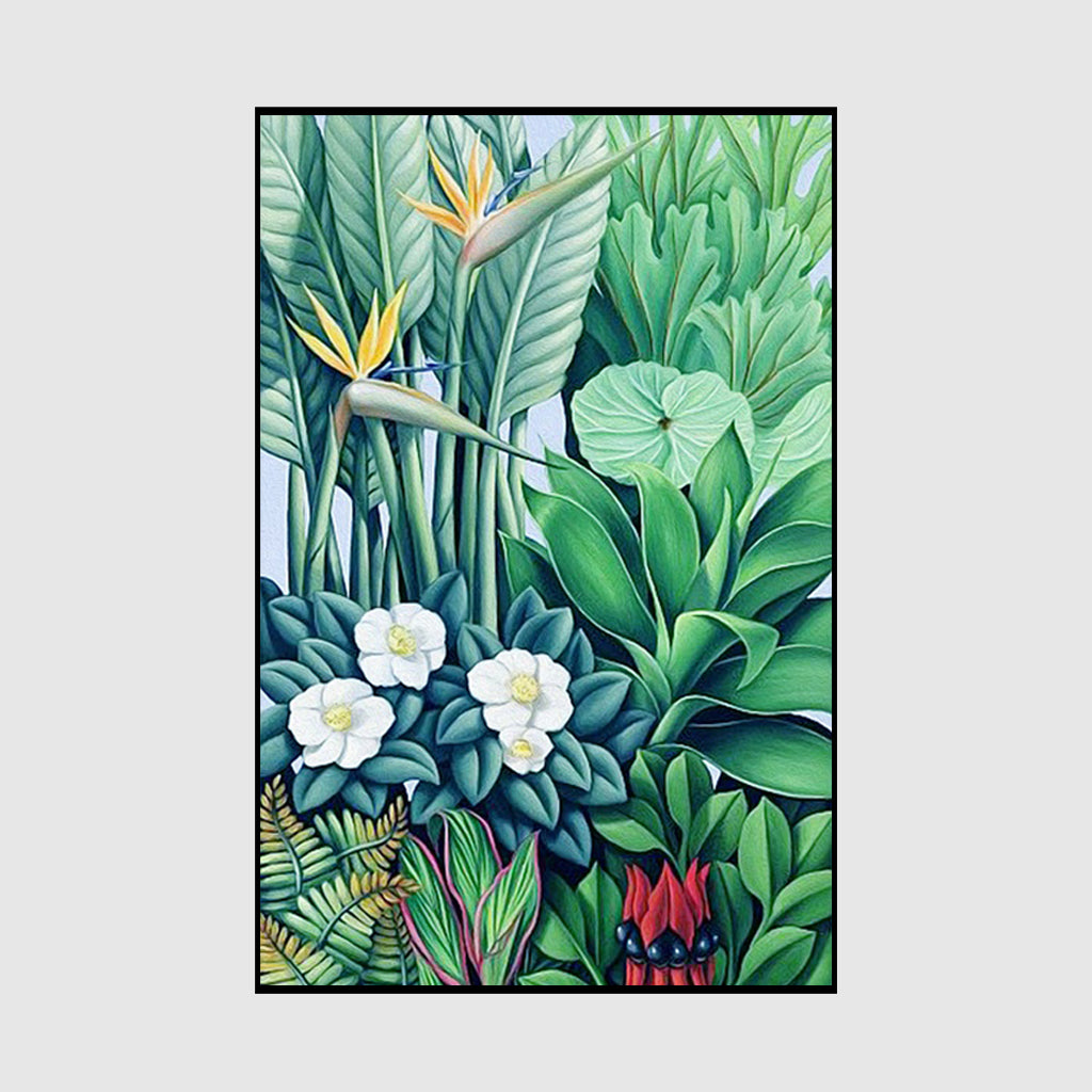 50cmx70cm Tropical plants Black Frame Canvas Wall Art - BM House & Garden