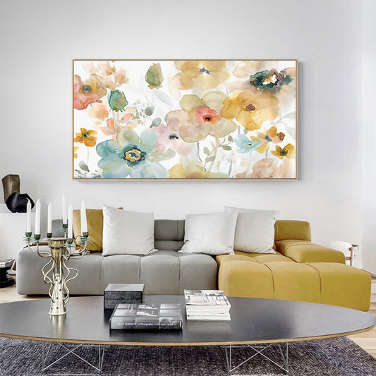 50cmx100cm Floral Watercolor Style Wood Frame Canvas Wall Art - BM House & Garden