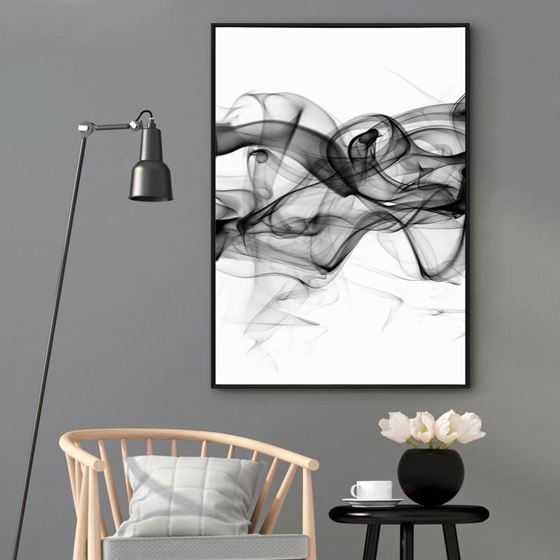 50cmx70cm Stylish Abstract Black 2 Sets Black Frame Canvas Wall Art - BM House & Garden