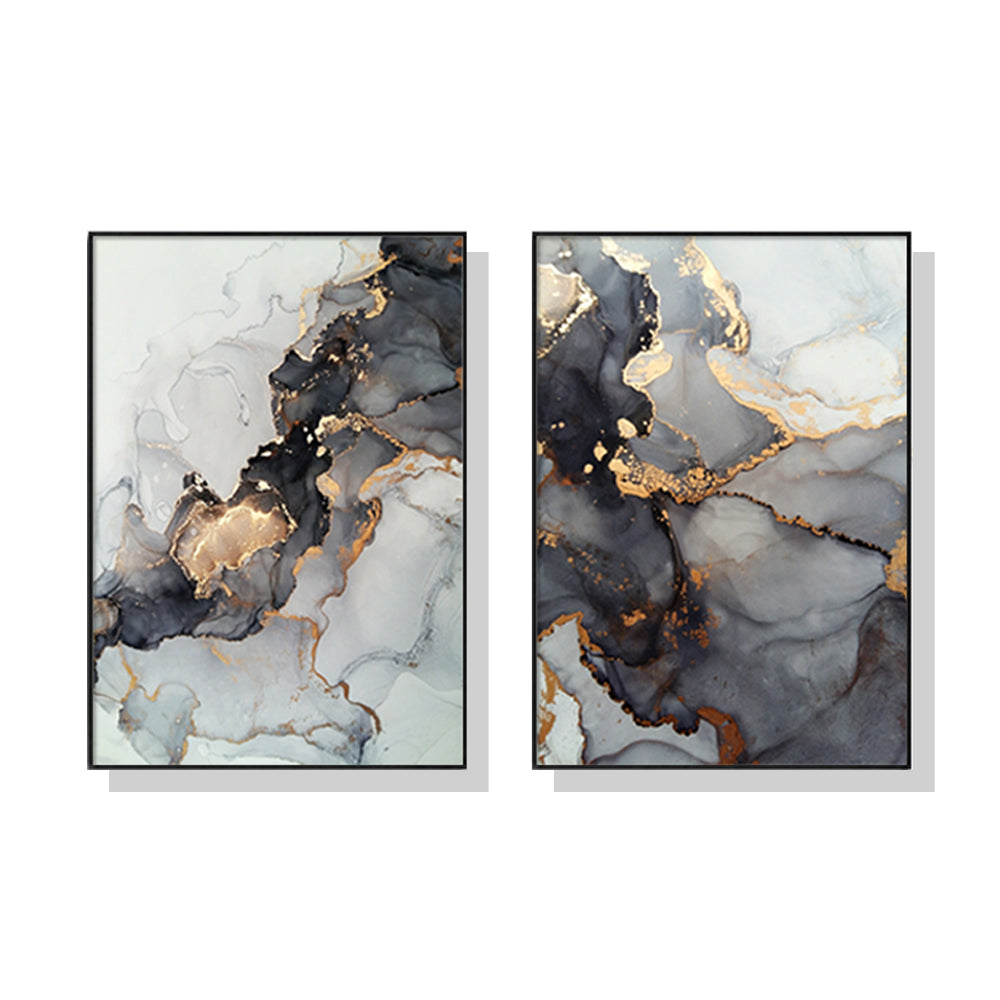 50cmx70cm Black Splash 2 Sets Black Frame Canvas Wall Art - BM House & Garden