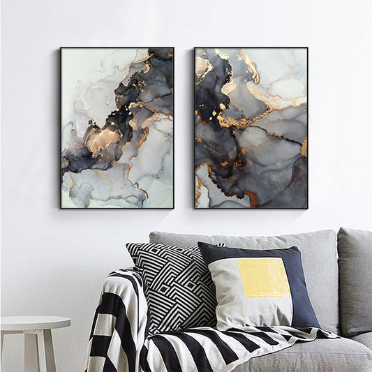 50cmx70cm Black Splash 2 Sets Black Frame Canvas Wall Art - BM House & Garden