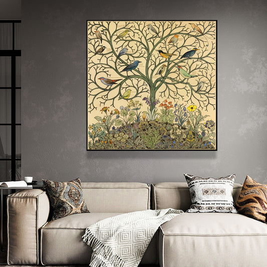 50cmx50cm Tree Of Life Black Frame Canvas Wall Art - BM House & Garden